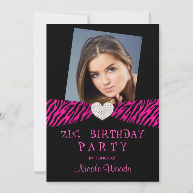 21ème Invitations de photo de fête d'anniversaire (Devant)