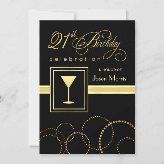 21ème Invitations élégantes de Champagne de fête (Devant)