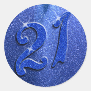 21èmes autocollants scintillants bleus de fête