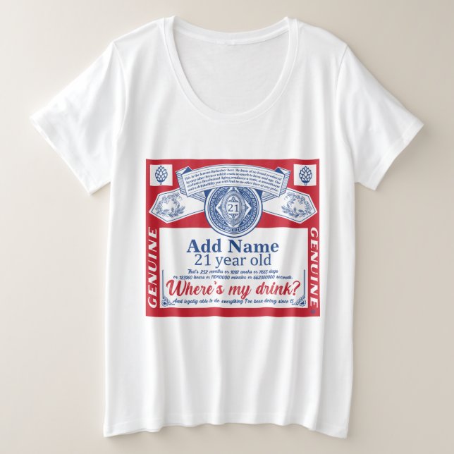 21st Birthday Ajouter Nom boissons (Design devant)