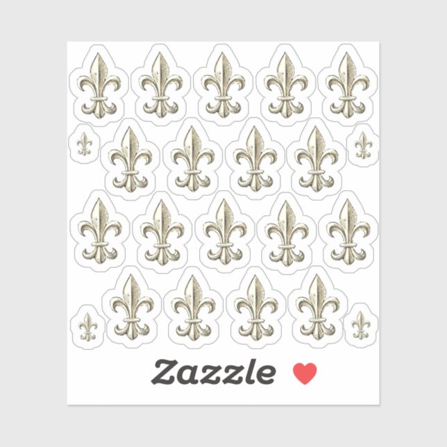 22 Par Sticker Élégant Vintage Fleur de Lis (Feuille)
