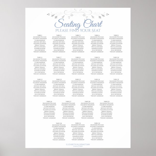 22 Tableau Élégant Mariage bleu et gris (Devant)