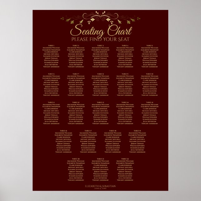 22 Tableau Gold & Auburn Brown Mariage Siating Cha (Devant)