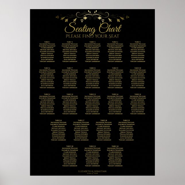 22 Tableau Mariage noir or simple (Devant)