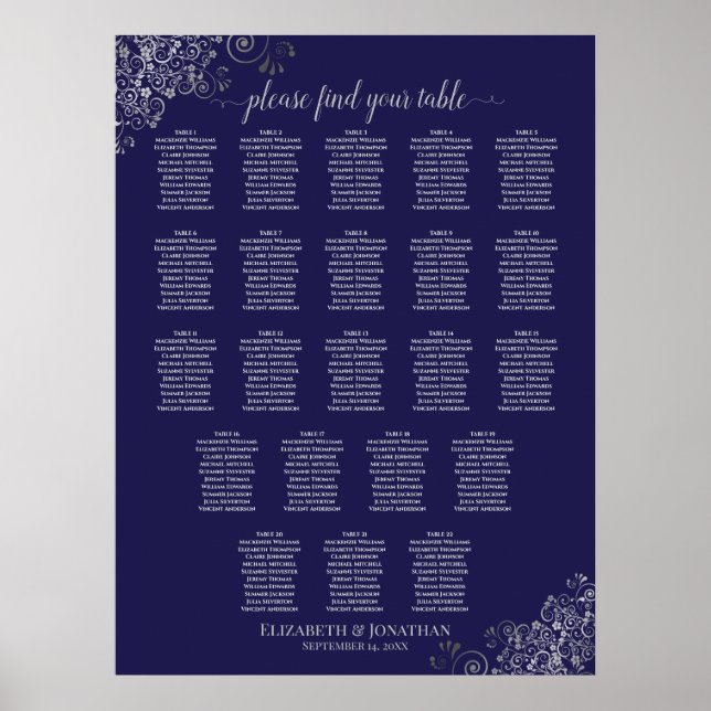 22 Tableau Mariage Siège Marine Bleu et gris (Devant)