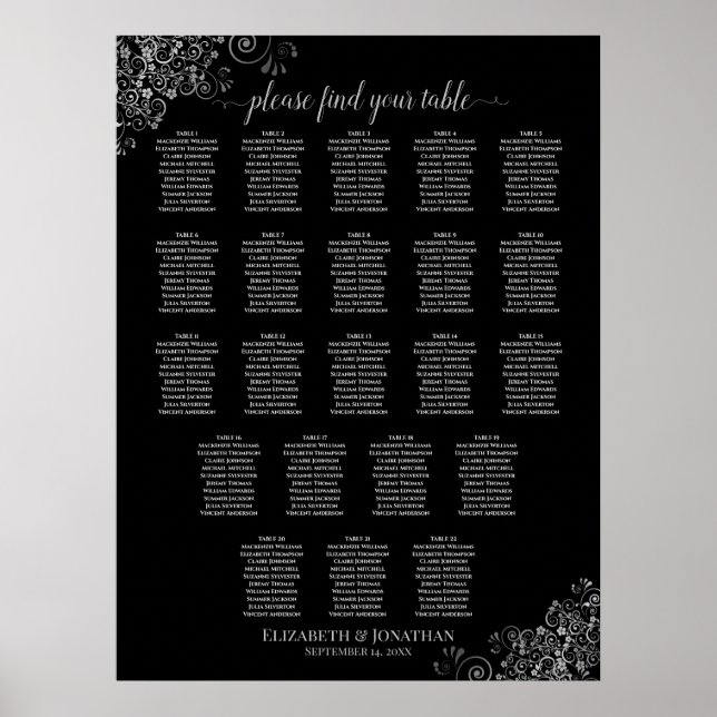 22 Tableau Mariage Sièges Frilles noir et gris (Devant)