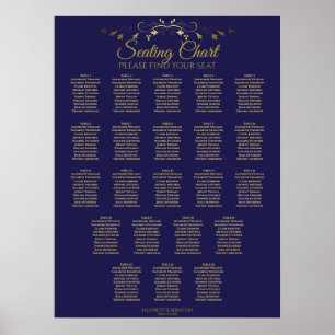 22 Tableau simple Gold & Navy Mariage Seating Char