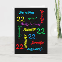 22e Anniversaire Carte personnalisée N'importe que