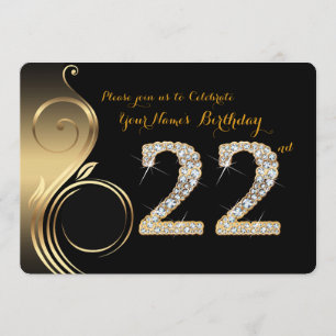 22ème, invitation d'anniversaire, diamant de