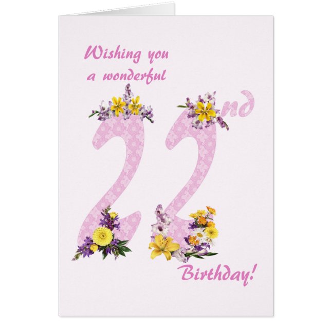22nd Birthday Flower Decorated Numbers (Devant)