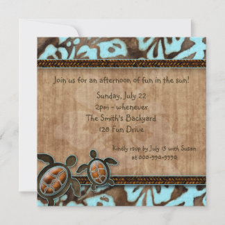 232 Invitation pour une fête Luau Tortue Bleu Marr