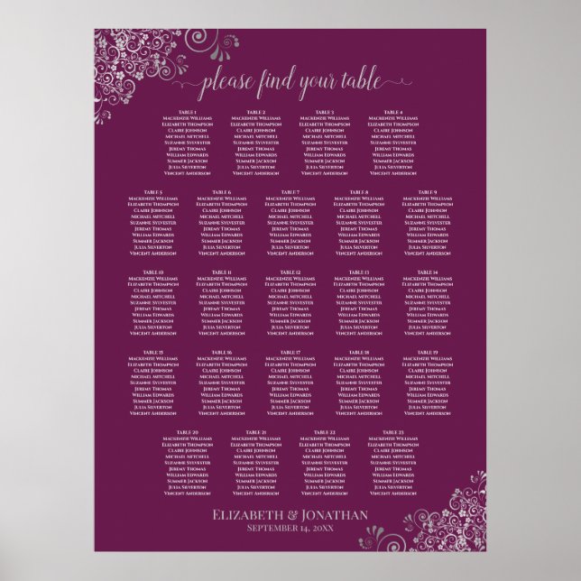 23 Tableau Mariage Cassis en dentelle d'argent (Devant)