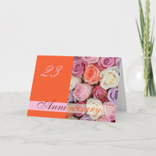 23e anniversaire Mariage Carte pastel roses