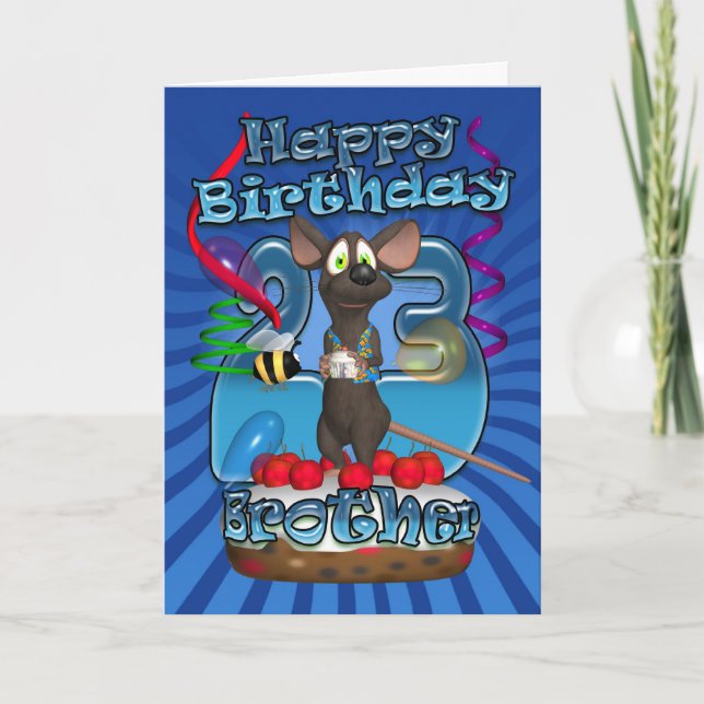 23e Carte Anniversaire Pour Frère - Funky Mouse Su (Devant)