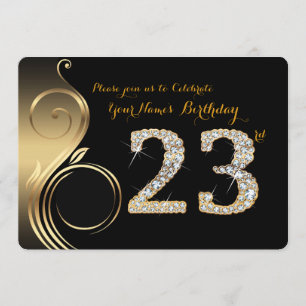23ème, invitation d'anniversaire, diamant de