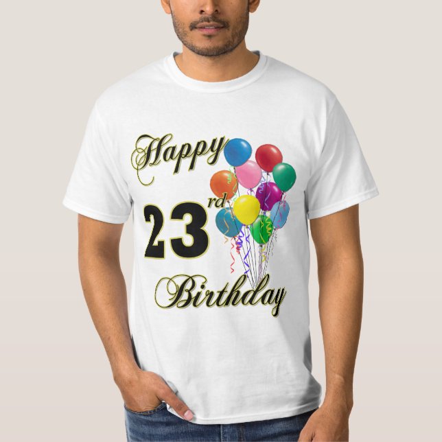 23ème T-shirt heureux de ballon d'anniversaire (Devant)
