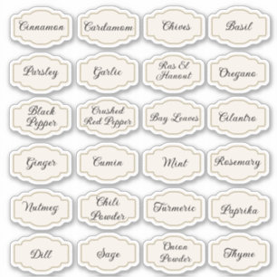 24 autocollants étiquettes pour herbes et épices d