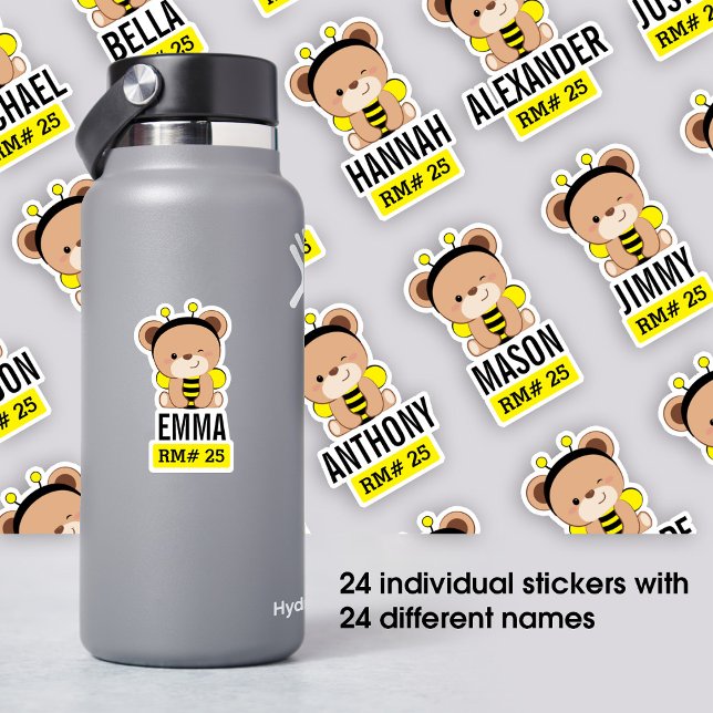 24 Bébé Ours Bee Costume École Sticker bouteille (Créateur téléchargé)