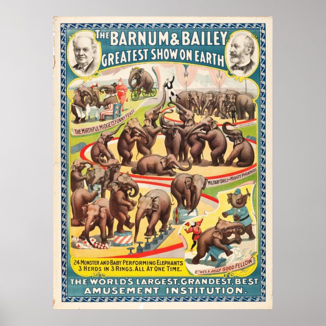 24 Monster et Baby Performing Elephants Poster (Devant)
