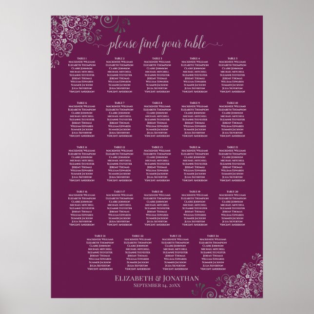 24 Tableau Argent et Cassis Mariage (Devant)