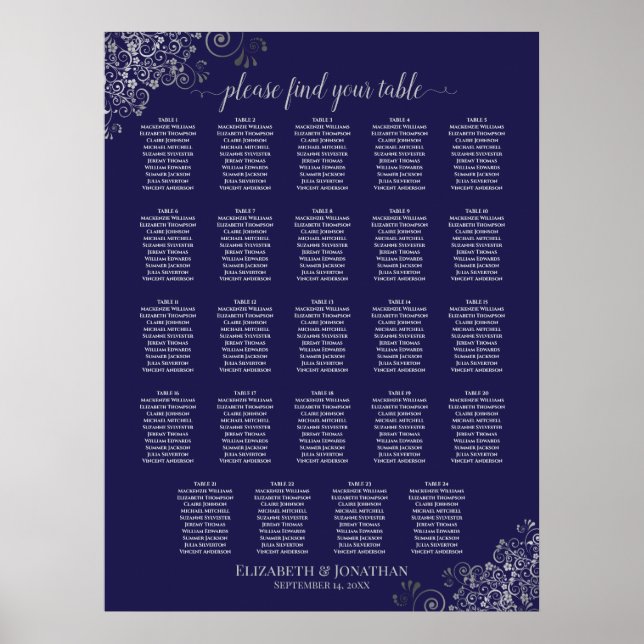 24 Tableau Argent et Mariage bleu marine Tableau d (Devant)