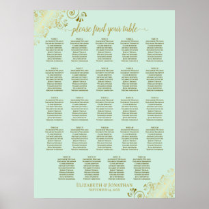 24 Tableau Monnaie Mariage vert et or