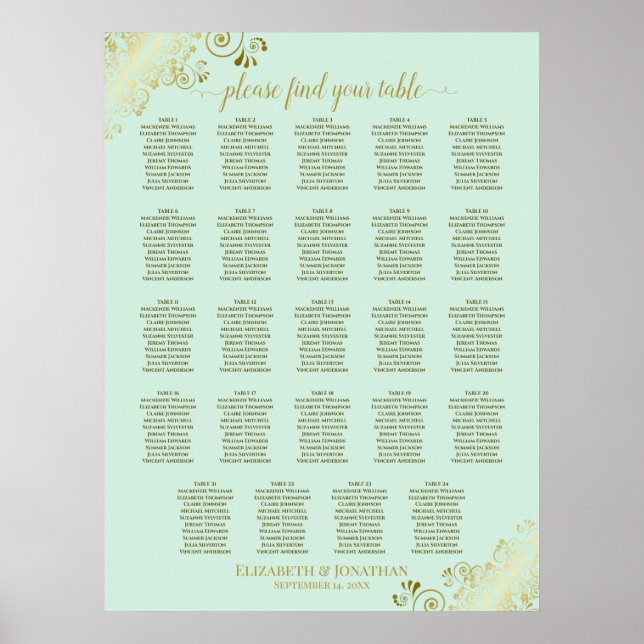 24 Tableau Monnaie Mariage vert et or (Devant)