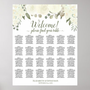 24 Tableau Sièges Mariages de roses blanches ivoir