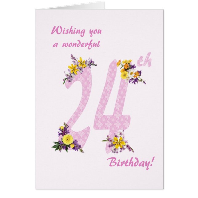 24e anniversaire Fleur Nombre décoré (Devant)