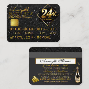 24K Black Gold Carte de crédit Anniversaire Invita