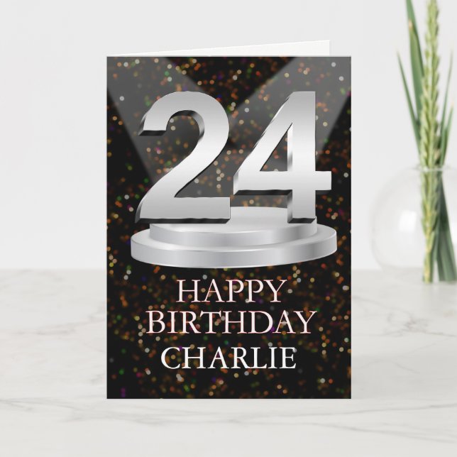 24th Birthday Spotlights Ajouter une carte de nom (Devant)