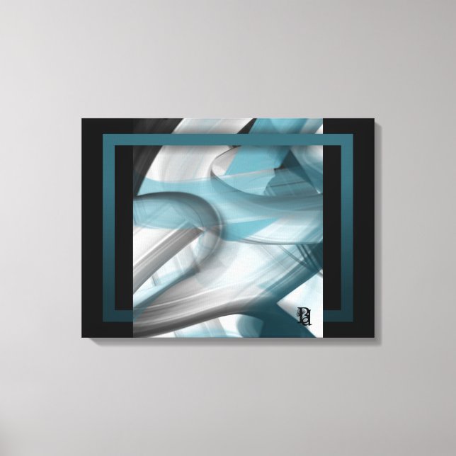 24x18" Toile de tendance abstraite noir blanc bleu (Recto)