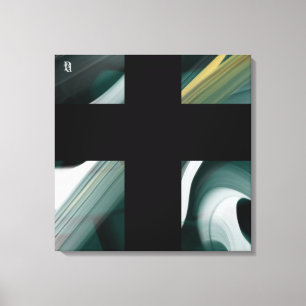 24x24" Toile de tendance abstraite noir blanc vert