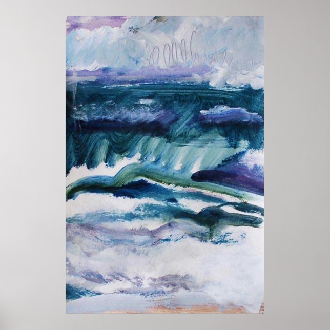 24x36 Poster of Seascape, Beach, Ocean Painting (Devant)