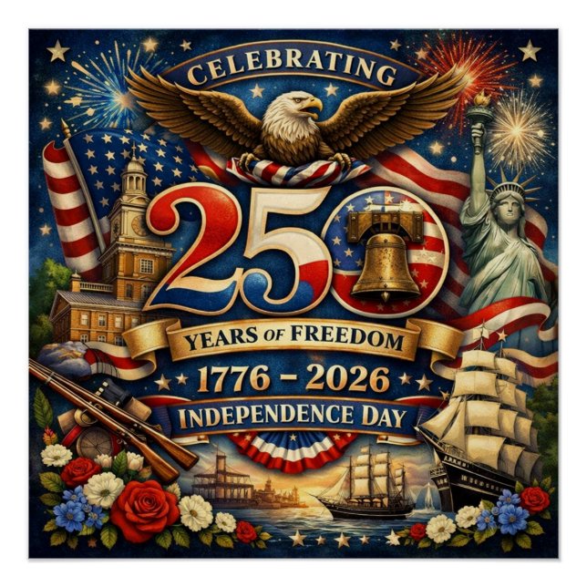 250 Years of Freedom Poster (1776–2026) (Devant)
