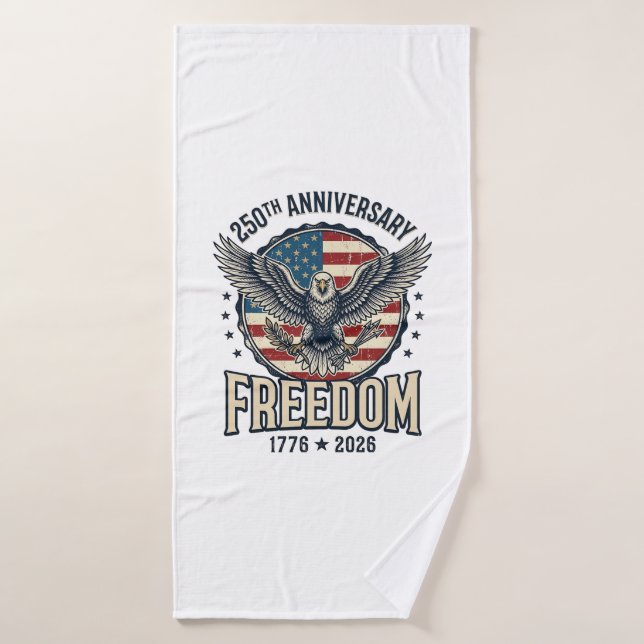 250th Anniversary Freedom Eagle Patriotic Vintage  (Serviette de bain)