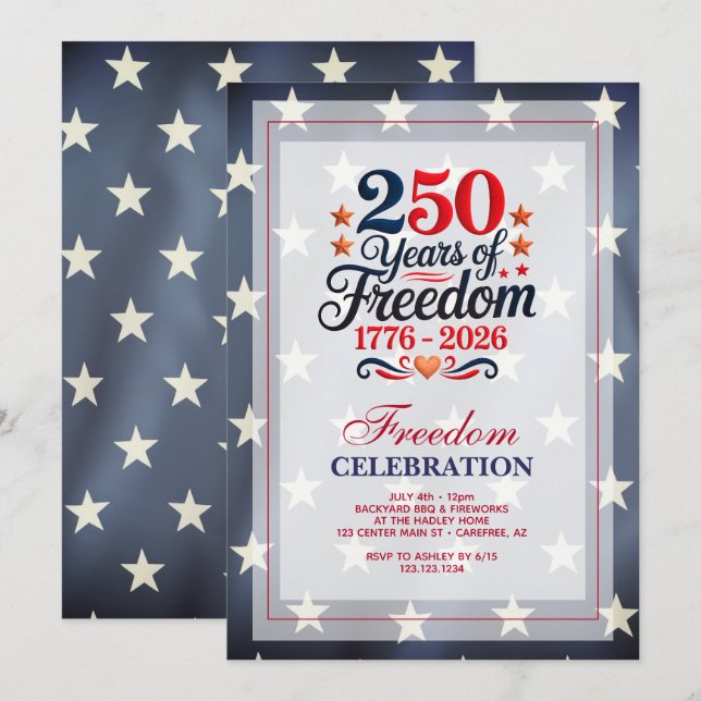 250th Anniversary Freedom Party Invitation (Devant / Derrière)