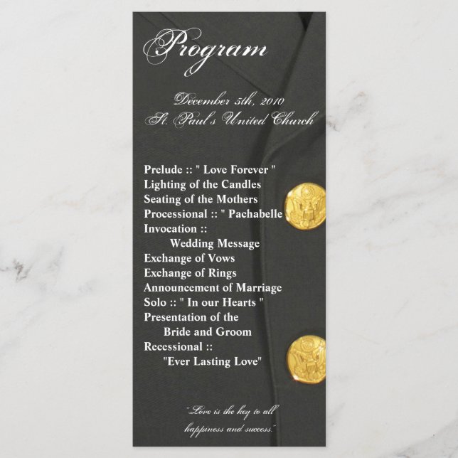 25 4x9 Programme de mariage ARMÉE ROBE VERTS UNIFO (Devant)