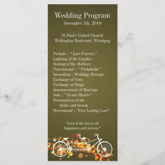 25 4x9 Programme de mariage Automne Brown Double V (Devant)