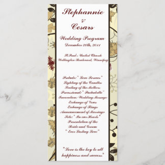 25 4x9 Programme de mariage Automne Floral / Branc