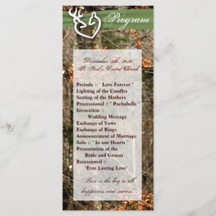 25 4x9 Programme de mariage Chasse Deer Doe Buck C