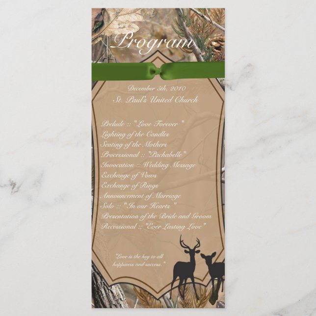 25 4x9 Programme de mariage Chasseurs Camo Camofla (Devant)