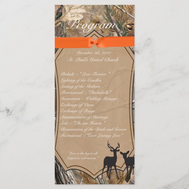 25 4x9 Programme de mariage Chasseurs Camo Camofla (Devant)