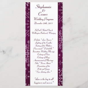 25 4x9 Programme de mariage Étoile violette et flo