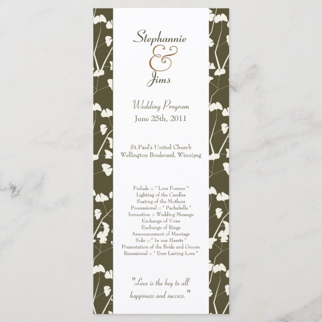 25 4x9 Programme de mariage Feuilles de Ginkgo bla (Devant)