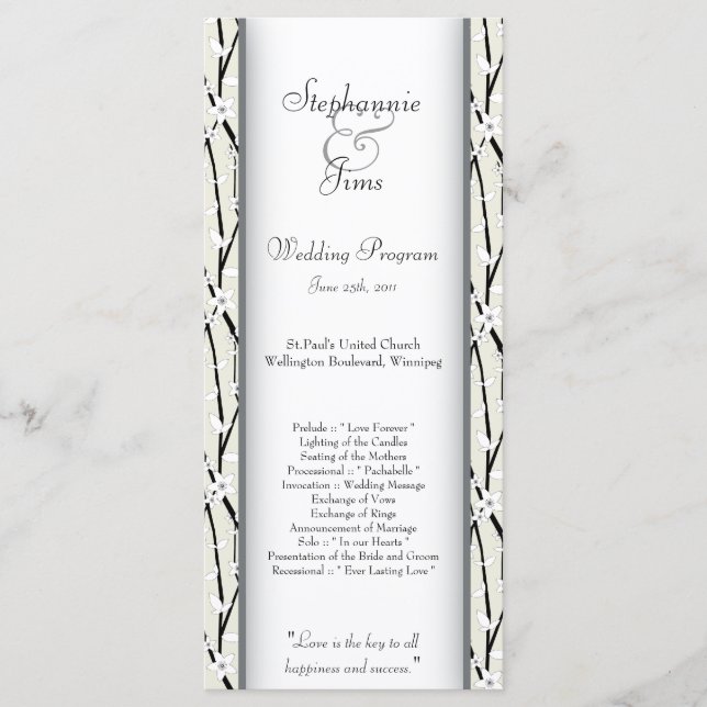 25 4x9 Programme de mariage Fleur d'hiver (Devant)