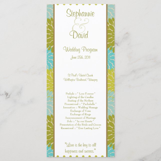 25 4x9 Programme de mariage Floral Burst (Devant)
