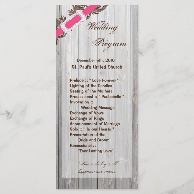 25 4x9 Programme de mariage Grange Bois blanc Lave (Devant)