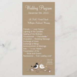 25 4x9 Programme de mariage Mariage Birds Bride Gr