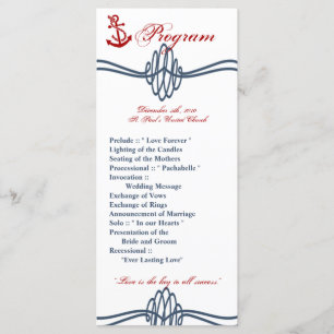 25 4x9 Programme de mariage Marine Ancre de noeud